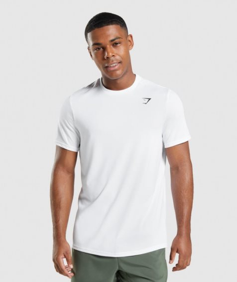 Men's Gymshark Arrival Regular Fit T-Shirts White | CA 1D0N76